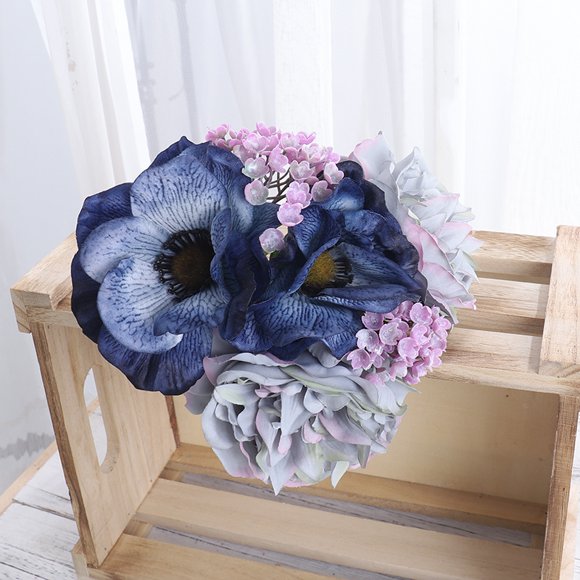 Artificial White Silk Flowers Beautiful Nordic Peony Handwritten Anemone Bouquet Wedding Home Decor DIY Scrapbook Fake Flowers
