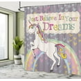 thumbnail image 5 of Ambesonne Feminine Shower Curtain, Believe in Your Dreams Say, 69"Wx70"L, Beige and Lilac, 5 of 5
