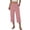 Pink, variant on XPMWRP Women High Waisted Button Fly Cuffed Capri Pants Casual Loose Fit Summer Trousers with Pockets Black XL