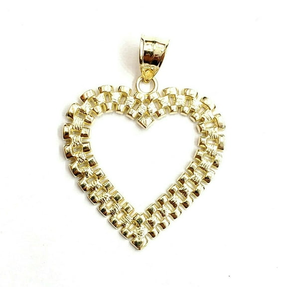 New 10k yellow gold heart pendant charm love Amor fine gift women jewelry 3g