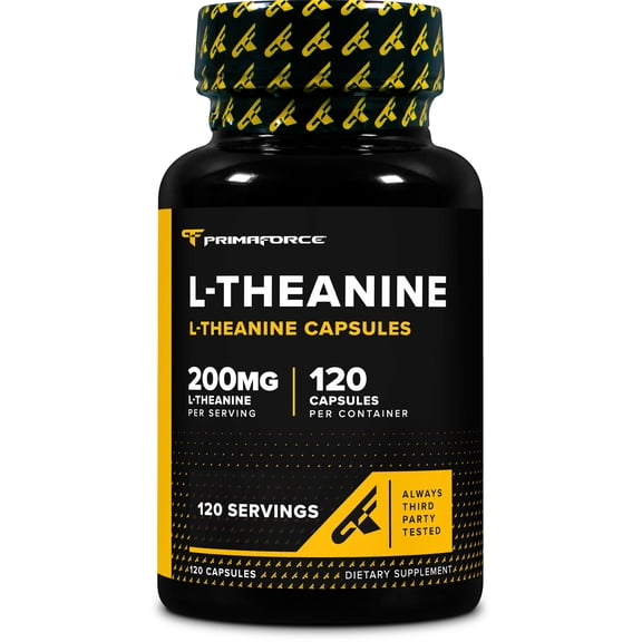 Primaforce L-Theanine Capsules (120 Capsules, 200mg L-Theanine Per Serving) - Theanine Amino Acid Supplement