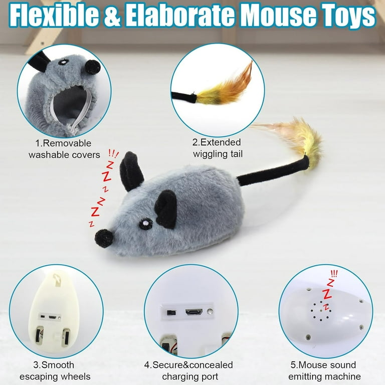 Mity rain Interactive Dog Toys, Fake Mouse Moving Dog Toy with