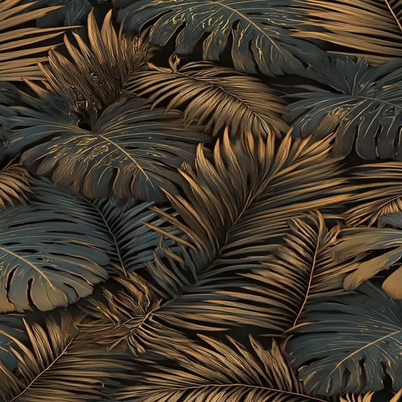 Peel and Stick Wallpaper 23.6in x 9.8ft Golden Black Monstera Leaf Tropical Botanical Jungle Contact Paper Vinyl Waterproof Self Adhesive Wall Paper for Bedroom Shelf Cabinet Renter Friendly