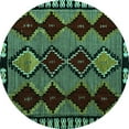 thumbnail image 1 of Ahgly Company Machine Washable Indoor Round Abstract Turquoise Blue Modern Area Rugs, 5' Round, 1 of 4