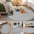 thumbnail image 6 of 7Ft Round Area Rug, Grey Burlap Texture Non-slip Area Rugs Carpet for Living Room/Bedroom/Bathroom/Kitchen, Farmhouse Vintage Gray Washable Throw Floor Mat Indoor Outdoor Entrance Doormat, 6 of 9