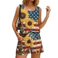 thumbnail image 4 of Two Piece Outfits Women 4th Of July Sets America 250 Years Anniversary Sleeveless Tank Top Shirts Shorts Sets Square Neck Beach Vacation Patriotic Sets, 4 of 8