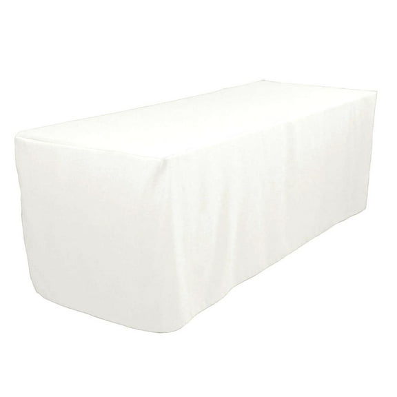 8' ft. Fitted Polyester Tablecloth Trade show booths Weddings Table Cover WHITE"