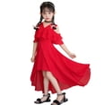 thumbnail image 2 of EnJoCho Kids Girls High-Lo𝗐 Chiffon Dress V-Neck Ruffl𝖾 Sleeve Fl𝗈wy Skirt for Birthday Wedding Maxi Gown 5-14 Years Teen Short Sleeve Casual Dress, 2 of 9