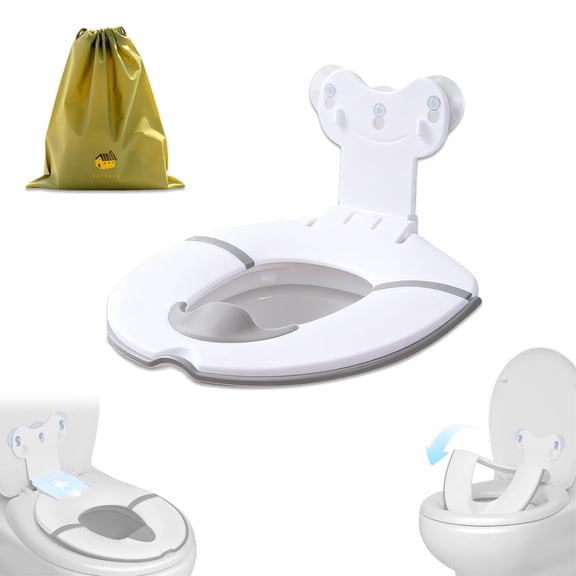 Portable Foldable Potty Seat for Toddler Travel, Non-Slip Kids Toilet Training Ring with Carry Bag, Upgraded Splash Guard & Suction Cups