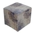 thumbnail image 1 of 16" x 16" Contemporary Distressed Blue Ivory Grey Square Ottoman Pouf, 1 of 3