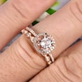 thumbnail image 2 of 2.25 carat 6mm Round Cut Morganite Wedding Set Bridal Ring 10k Rose Gold with Art Deco Eternity Matching Band Stacking Ring Halo, 2 of 6