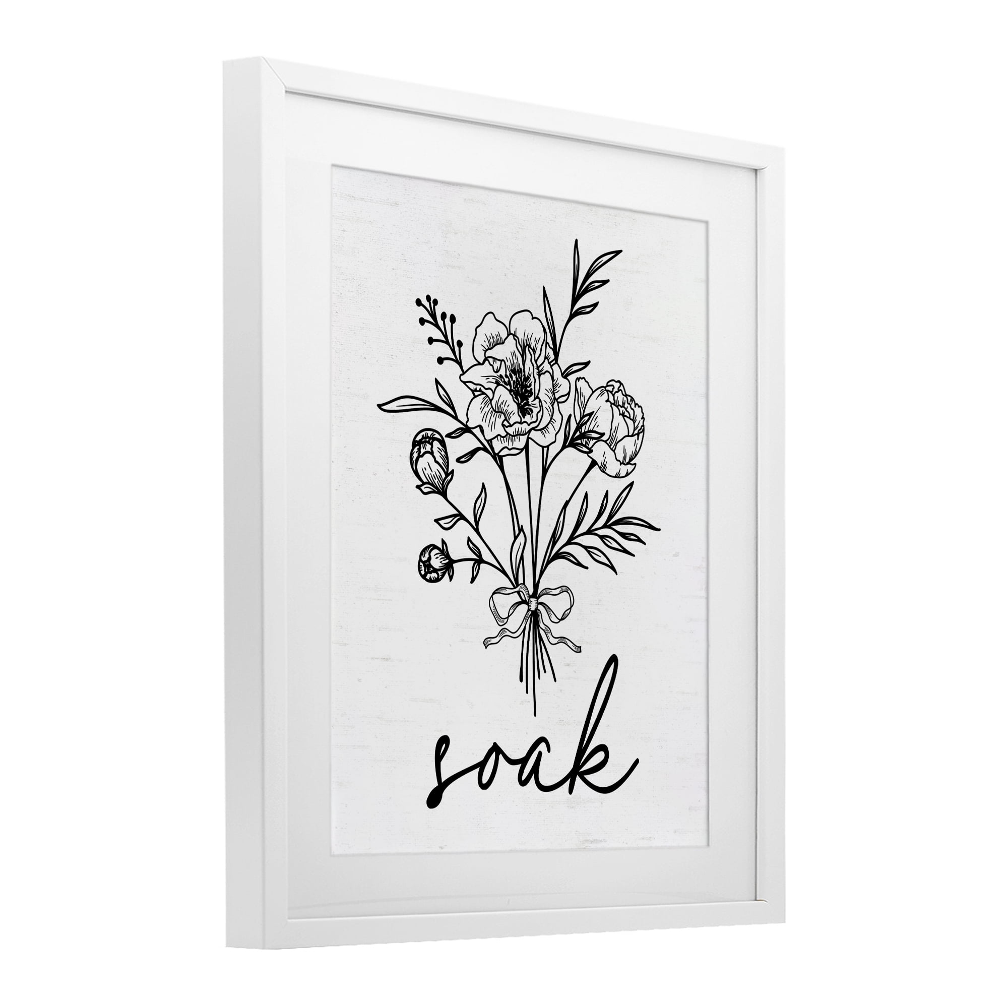 Bathroom Herb Soak White Framed Print Under Glass, design by Lettered and Lined