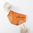 thumbnail image 2 of QLEICOM Seamless Underwear for Women,Womens Panties,Icy Silk Lace Panties for Women Seamless Mid Rise Invisible Lightweight Breathable Fabric for Smooth No Show Look Orange, 2 of 4