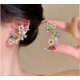 thumbnail image 1 of 2 Pair Colorful Rhinestone Flower Earrings Ear Cuffs Floral Statement Earrings For Women No Piercing For Weddings Parties And Daily Wear, 1 of 3