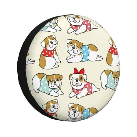 Gaeub Cute Bull Dog 14-17in Tire Cover Spare Tire Cover for Camper Caravan Trailer Car Truck SUV Jeep-16 inch