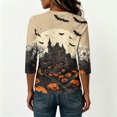 thumbnail image 4 of Womens Plus Size Halloween Shirts Crewneck 3/4 Sleeve Graphic Tees Funny Print Casual Tops Pullover Khaki 3XL, 4 of 6