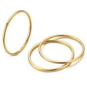3 Pcs Stacking Rings Set 1mm 14K Gold Filled Rings Stacking Rings for Women Girls Stackable Thin Gold Ring Plain Statement Band Comfort Fit Size 5 to 10