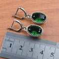thumbnail image 2 of 14K White Gold Plated 3Ct Lab Created Green Emerald Oval Cut Women's Jewelry Set, 2 of 5