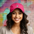 thumbnail image 3 of Dalix Peace Sign Embroidered V Cotton Dad Hat Baseball Cap Adjustable Mens in Hot Pink, 3 of 5