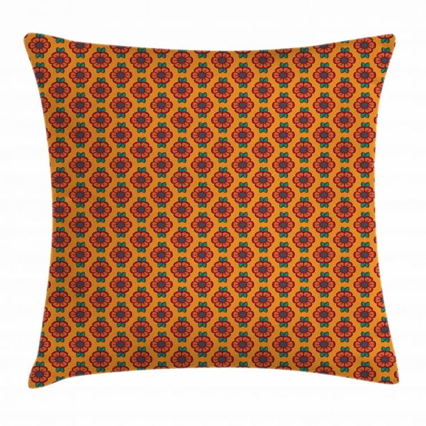 Burnt Orange Throw Pillow Cushion Cover, Abstract Flourishing Nature