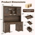 thumbnail image 2 of 58"W 76"H Large Executive Desk with Hutch and Drawers, Farmhouse Desk with Charging Station, Wood Computer Desk for Home Office, 2 of 8