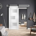 thumbnail image 3 of Modern Barn Door 32 x 96 inches Opaque Glass / Sete 6933 White Silk / 6.6FT Rail Track Heavy Hardware Set / Solid Panel Interior Doors, 3 of 6