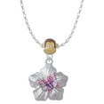 thumbnail image 1 of Delight Jewelry Silvertone Pink & Purple Butterfly on Large Flower Mia Monkey Charm Necklace, 1 of 4