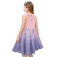 thumbnail image 4 of Abcomgle Girls Dresses Size 10-12 Casual Halter Neck Sleeveless Midi Dress Gradient A-line Sundresses Holiday Swing Skirt 13-14 Years,Light Purple, 4 of 7