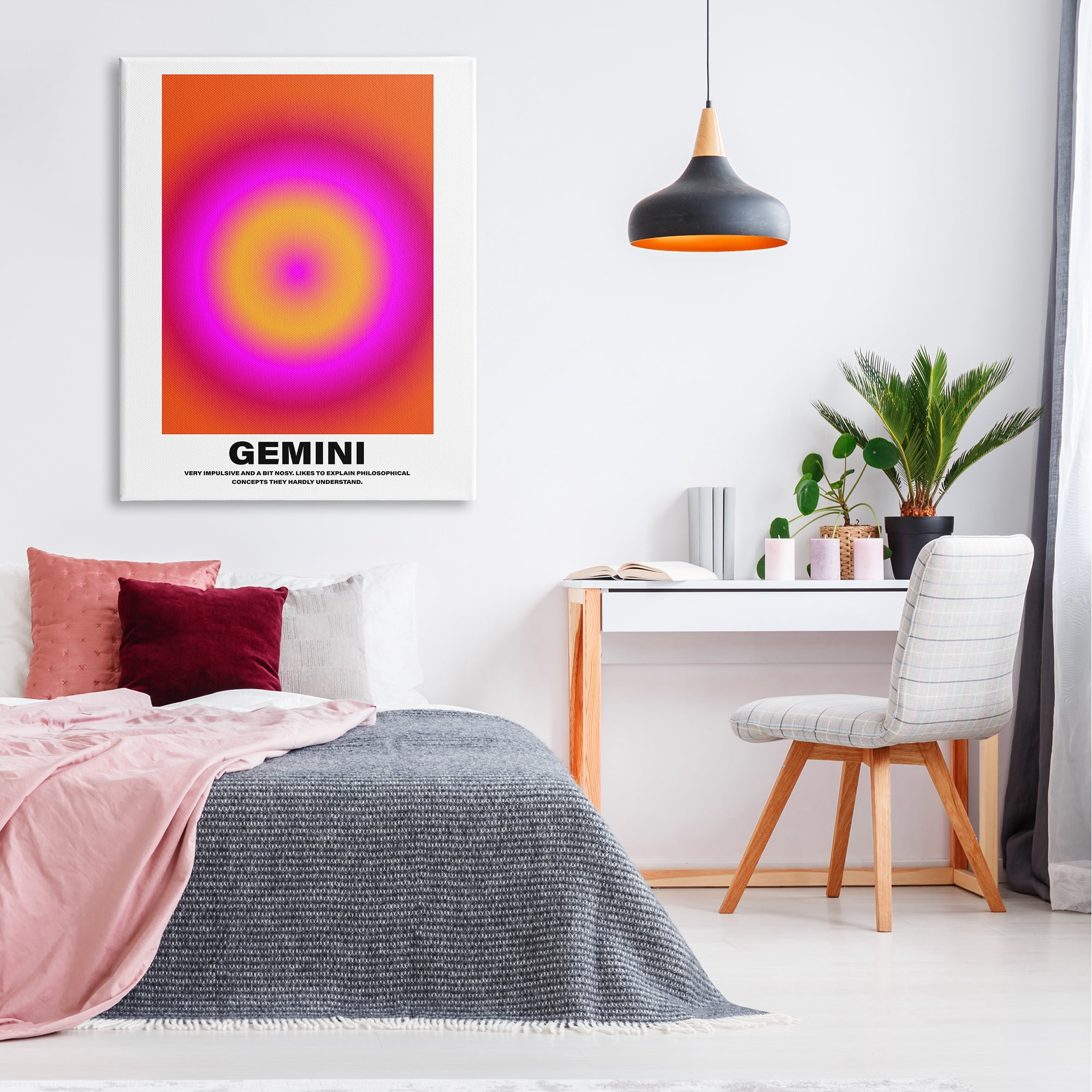 Stupell Industries Funny Gemini Astrology Abstract Painting Gallery Wrapped Canvas Art Print Wall Art, 36 x 48