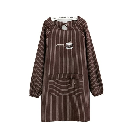 

Grandest Birch Long Sleeve Apron Skin-friendly with Pockets Polyester Cotton Ladies Workwear Aprons for Cooking Aprons:Polyester C