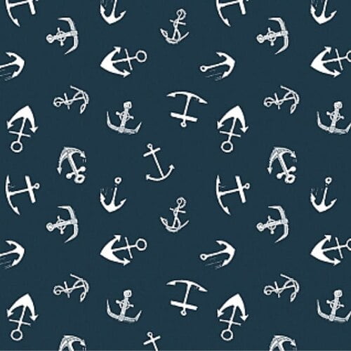 Anchor navy white fabric, Nautical anchor, Dear Stella Nauti but Nice ...