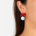 thumbnail image 3 of Red Bow White Pom Pom Stud Earrings, 3 of 3