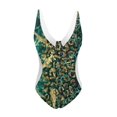 thumbnail image 4 of Cathalem Ladies Swimsuits Athletic Training Tummy Control Swimwear,Green S, 4 of 4