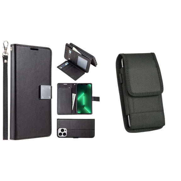 Bemz Pocket Clutch Wallet Case and Belt Holster Pouch for iPhone 14 Pro - Black