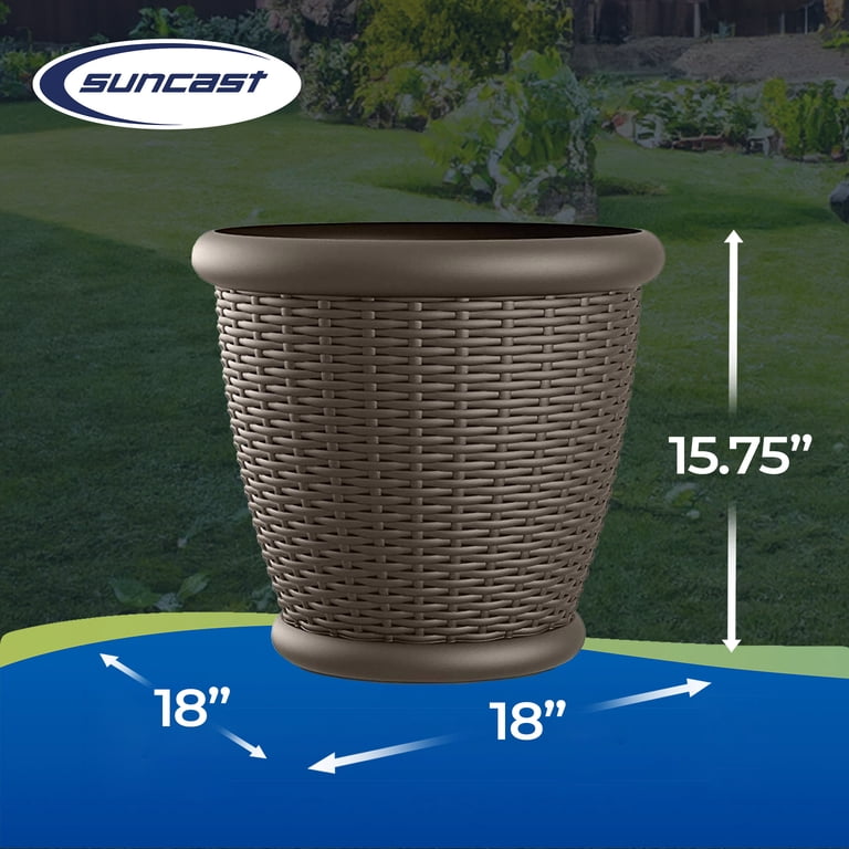 Suncast Willow 18" Decorative Wicker Planters, Java, 4-Pack photo 3