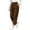Brown 09, variant on Pants for Women, Solid Elastic High Waist Cropped Harem Pants, Button Decor Split Ankle Loose Jogger Trousers with Button Flap Side Pockets
