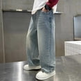 thumbnail image 6 of shqvo Baggy Jeans High Waisted Elastic Waist Cotton Baggy Denim Pants Boys Loose Fit Classic Fashion Long Trousers Streetwear with Pockets Blue 15-16 Years, 6 of 6