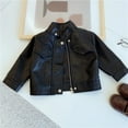 thumbnail image 7 of Otqutp Toddler Girls Motorcycle Jackets PU Leather Coat Stand Collar Button Long Sleeve Crop Tops 1-10 Years Kids Boys Padded Jacket(BK2,7-8 Years), 7 of 7