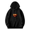 thumbnail image 1 of Chandail à Capuchon à Manches Longues pour Femmes avec Poche avant, Design Cœur Orange et Araignée, Tissu Doux et Confortable, 1 of 7