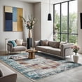 thumbnail image 3 of GLN Rugs Agean - Indoor, Machine Washable Area Rug 6'6"x9'6" Turkish Blue Home Carpet, 3 of 8