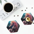 thumbnail image 4 of Fuzoiu Ocean Seahorse Print Leather Coasters Set,Drink Coasters Set of 4,for Tabletop Protection, Durable PVC Coasters,Home Décor and Housewarming Gift-Hexagon, 4 of 6