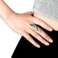 thumbnail image 2 of Brilliant Peacock Feathers Green Malachite Stone Sterling Silver Ring - 7, 2 of 7