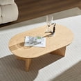 thumbnail image 5 of Kevinplus Oval Coffee Tables  with Sturdy Pedestal for Living Room, Small  Apartment, Oak, 39.37 Inch, 5 of 12