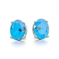 thumbnail image 4 of SuperJeweler 3 Carat Oval Shape Blue Topaz Stud Earrings In Sterling Silver For Women, 4 of 5