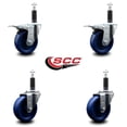 thumbnail image 2 of 4 Inch Solid Poly Swivel 1 Inch Expanding Stem Caster Set 2 Total Lock Brakes, 2 of 2