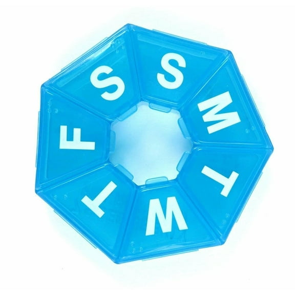 Ezy Dose Weekly 7 Sided Pill Planner Compact Design Lid Organizer, 3-Pack