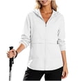 thumbnail image 2 of TAGOLD Womens Winter Hooded Casual Outwear & Jackets Solid Color Zip Up Hooded Loose Long Sleeve Casual Outer Top With Side Pockets For Daily Street Outdoor Office Wear, 2 of 5