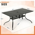 thumbnail image 3 of SOLAURA Outdoor Patio Dining Rectangle Metal Table for 6-Person with Umbrella Hole, Black, 3 of 7