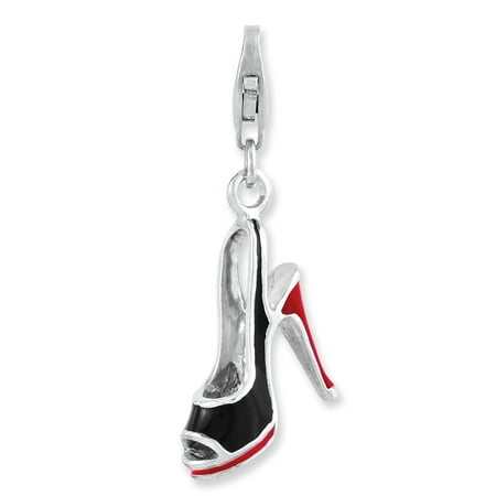 Enameled High Heel Shoe Charm Amore La Vita Sterling Silver 3-D Enameled High Heel Shoe Click-On Lobster Clasp Charm Pendant ()
