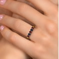 thumbnail image 4 of Gem Stone King 18K Yellow Gold Plated Silver Red Rhodolite Garnet and Blue Sapphire Wedding-Bands Ring for Women | 1.10 Cttw | Round 3.5MM | Gemstone January Birthstone | Size 5, 4 of 6